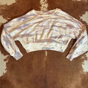 Aeropostale Cream and Tan Tie-Dye Cropped Hoodie